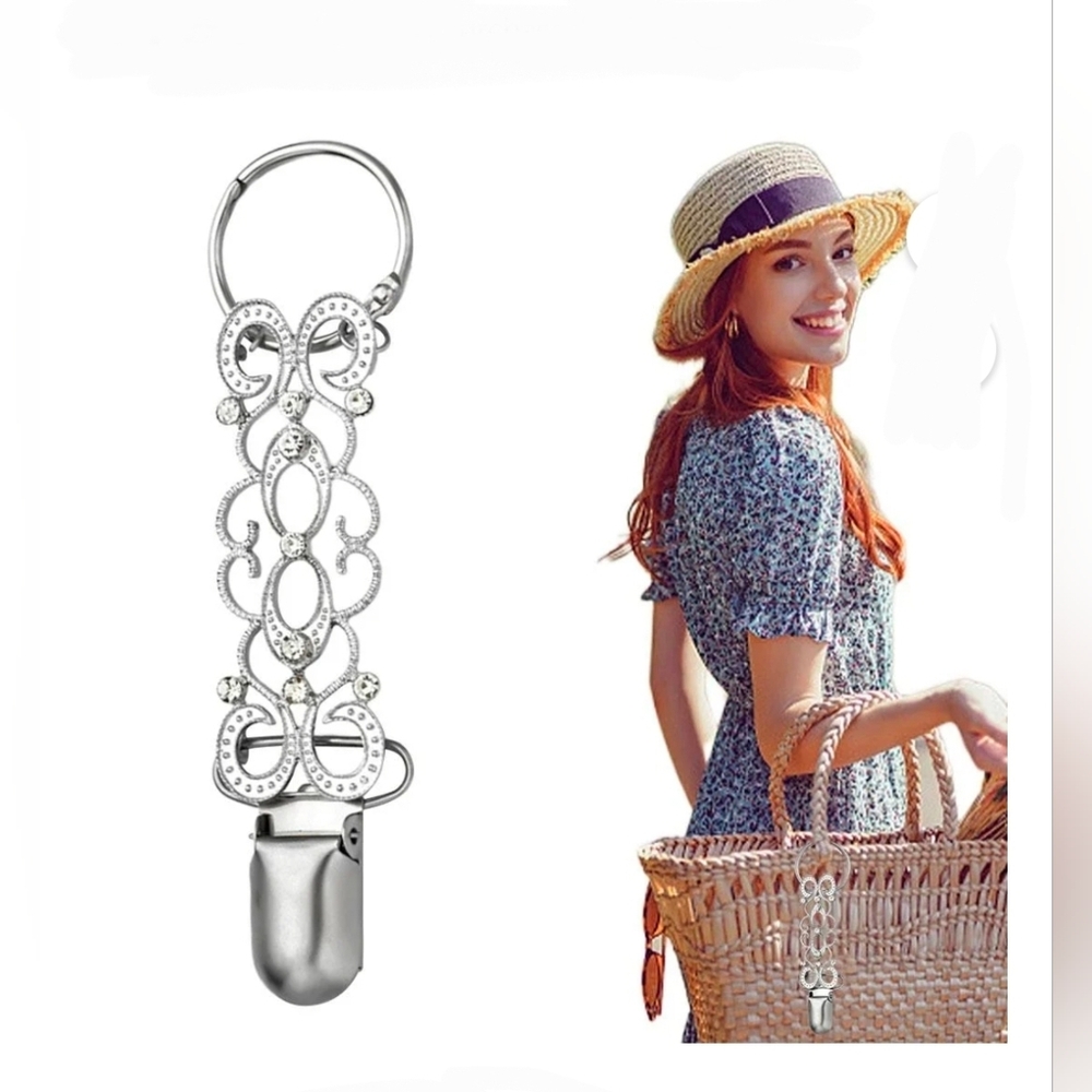 Elegant Silver Hat Clip With Keychain Accessory BNIB